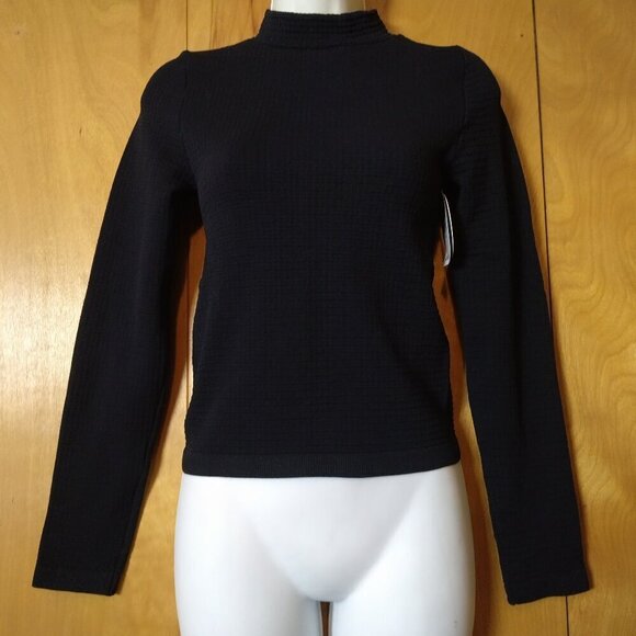 FCT With Love Basic Tops - FCT With Love Basics Women's Size Medium Long Sleeve Black Textured Top New